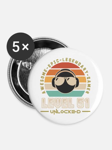 Stufe 51 - Buttons groß 56 mm (5er Pack) - Weiß