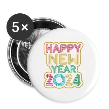 happy new year - Buttons groß 56 mm (5er Pack) - Weiß - Vorne