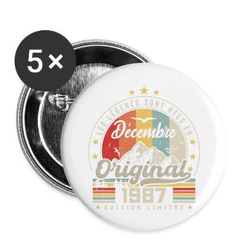 Cadeau D'anniversaire Nées En Décembre 1987 - Lot de 5 grands badges (56 mm) - blanc - Devant