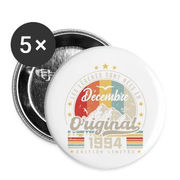 Cadeau D'anniversaire Nées En Décembre 1994 - Lot de 5 grands badges (56 mm) - blanc - Devant