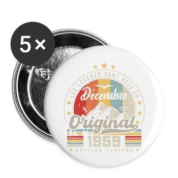 Cadeau D'anniversaire Nées En Décembre 1959 - Lot de 5 grands badges (56 mm) - blanc - Devant