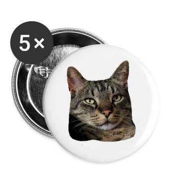 Katze Tigerkatze lustiges Katzenshirt Geschenk - Buttons groß 56 mm (5er Pack) - Weiß - Vorne