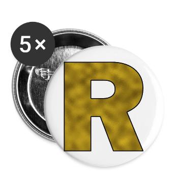 Lettre R Or - Lot de 5 grands badges (56 mm) - blanc - Devant