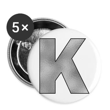 Lettre K Argent - Lot de 5 grands badges (56 mm) - blanc - Devant