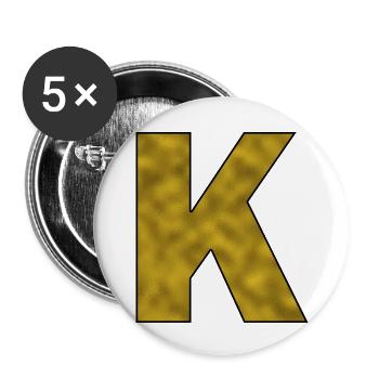 Letter K Gold - Buttons large 2.2''/56 mm (5-pack) - white - Front