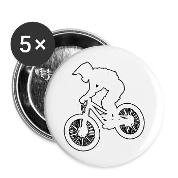 Mountainbiker Radfahrer MTB Radsport Herren - Buttons groß 56 mm (5er Pack) - Weiß - Vorne