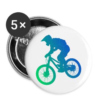 Radfahrer MTB Damen Herren Radsport Radfahren - Buttons groß 56 mm (5er Pack) - Weiß - Vorne