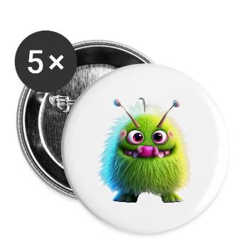 Happy Halloween cute monster tongue out scary fun - Buttons large 2.2''/56 mm (5-pack) - white - Front