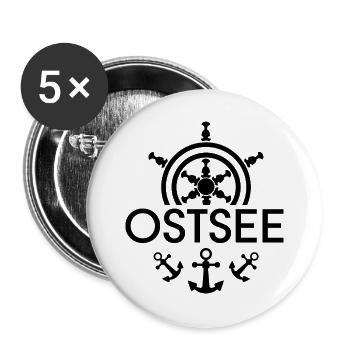 Mer Baltique Volant Ancre Symbole Logo Icône graphique - Lot de 5 grands badges (56 mm) - blanc - Devant