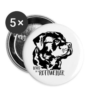 Loved by a Rottweiler Dogs Rottie Dog Wilsigns - Buttons large 2.2''/56 mm (5-pack) - white - Front