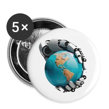 Robots are taking over the world - Buttons large 2.2''/56 mm (5-pack) - white - Front