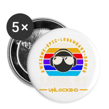 Level 51 - Buttons large 2.2''/56 mm (5-pack) - white - Front