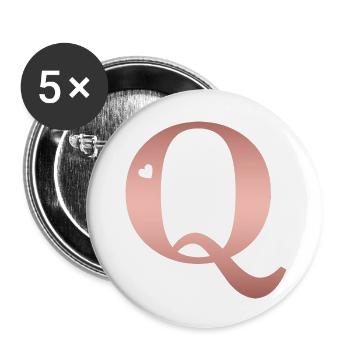 letter Q rose gold - Buttons large 2.2''/56 mm (5-pack) - white - Front