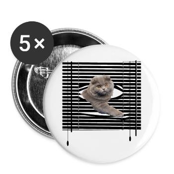 Meine Katze flieht - Buttons groß 56 mm (5er Pack) - Weiß - Vorne