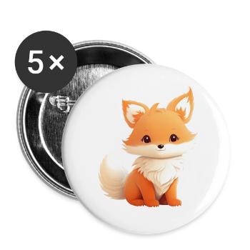 Niedliche Fuchs Illustration - Buttons groß 56 mm (5er Pack) - Weiß - Vorne
