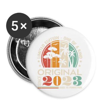 Légendaire depuis 2023 Born Vintage Birthday - Lot de 5 grands badges (56 mm) - blanc - Devant