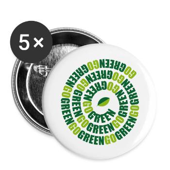 GoGreen Shirt - Ökologisches T-Shirt - grün - Buttons groß 56 mm (5er Pack) - Weiß - Vorne
