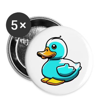Gummiente / Badeente / Wasser / Badewanne - Buttons groß 56 mm (5er Pack) - Weiß - Vorne