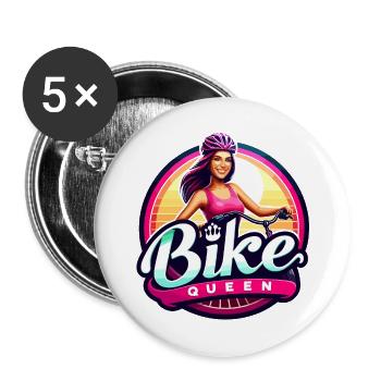 Bike Queen Empowerment Design - Buttons groß 56 mm (5er Pack) - Weiß - Vorne