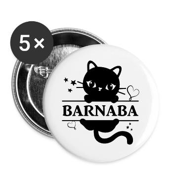 Barnaba T-Shirt Katze Geschenkidee Katze - Buttons groß 56 mm (5er Pack) - Weiß - Vorne
