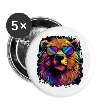 Awesome Adult Animal Beavers Cycling Dabar - Buttons large 2.2''/56 mm (5-pack) - white - Front