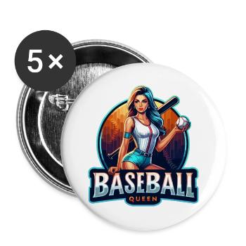 Baseball Queen Retro Illustration - Buttons large 2.2''/56 mm (5-pack) - white - Front