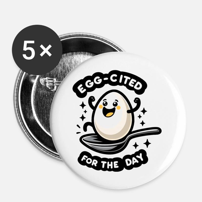 Egg-cited for the Day - Buttons large 2.2''/56 mm (5-pack) - white