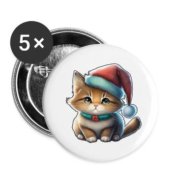 Cute Cat, Cat Christmas Gift, Red Cat - Buttons large 2.2''/56 mm (5-pack) - white - Front