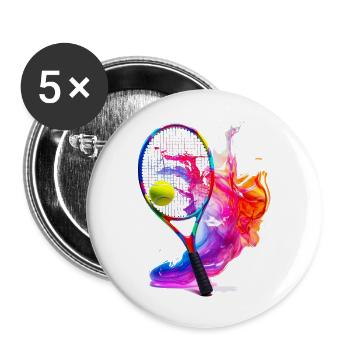 Tennis, a sport that is fun and keeps you fit - Buttons large 2.2''/56 mm (5-pack) - white - Front