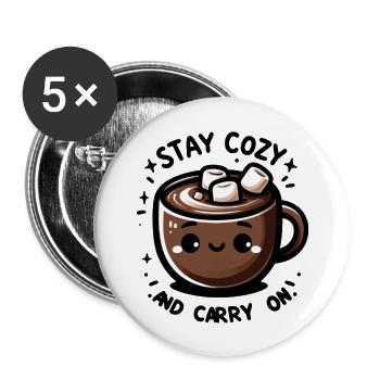 Stay cozy and Carry on - Buttons large 2.2''/56 mm (5-pack) - white - Front