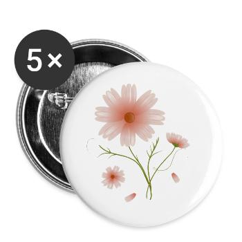 schöne Cosmea Blume rosa Blüten Illustration - Buttons groß 56 mm (5er Pack) - Weiß - Vorne