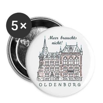 Oldenburg, Old Town, Germany Drawing - Buttons large 2.2''/56 mm (5-pack) - white - Front