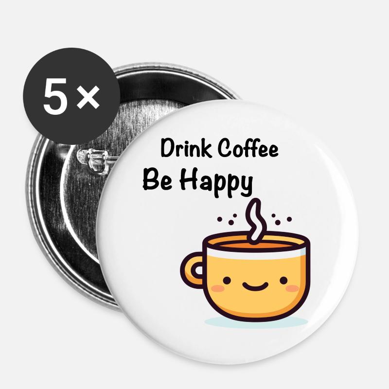 Drink Coffee - Buttons large 2.2''/56 mm (5-pack) - white