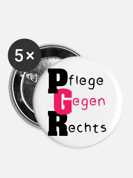 Pflege Gegen Rechts - Buttons groß 56 mm (5er Pack) - Weiß
