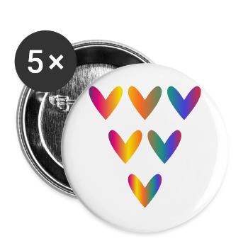 HERZ. HERZ. VALENTINSTAG. LIEBE. LIEBE. PAAR. - Buttons groß 56 mm (5er Pack) - Weiß - Vorne