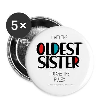Oldest Sister - Buttons large 2.2''/56 mm (5-pack) - white - Front