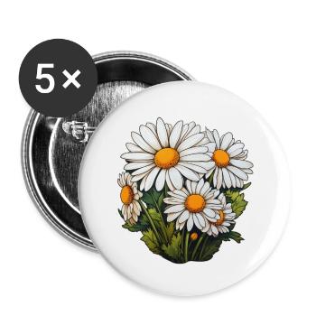 Daisies 5 flowers - Buttons large 2.2''/56 mm (5-pack) - white - Front