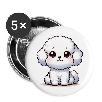 Digital illustration of cute Bichon Frise - Buttons large 2.2''/56 mm (5-pack) - white - Front