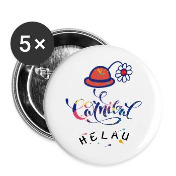 Karneval Fasching Konfetti - Buttons groß 56 mm (5er Pack) - Weiß - Vorne