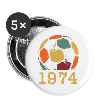 vintage retro Fußball 1974 Jubiläum Geburtstag - Buttons groß 56 mm (5er Pack) - Weiß - Vorne