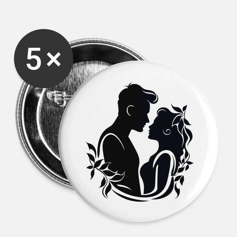 Mistletoe Kiss - Buttons large 2.2''/56 mm (5-pack) - white