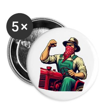 Historischer ländlicher revolutionärer Traktor - Buttons groß 56 mm (5er Pack) - Weiß - Vorne