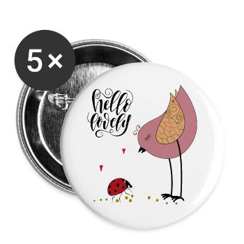 Hello Lovely Valentine - Buttons groß 56 mm (5er Pack) - Weiß - Vorne