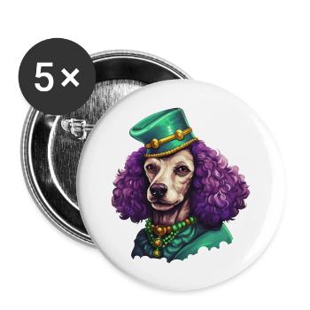 Elegant Mardi Gras Poodle - Buttons large 2.2''/56 mm (5-pack) - white - Front