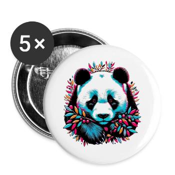 Panda - Buttons groß 56 mm (5er Pack) - Weiß - Vorne