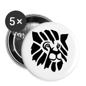 Lion - Lot de 5 grands badges (56 mm) - blanc - Devant