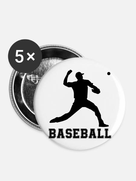 baseball - Buttons groß 56 mm (5er Pack) - Weiß