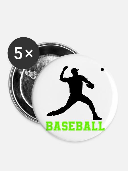 baseball - Buttons groß 56 mm (5er Pack) - Weiß