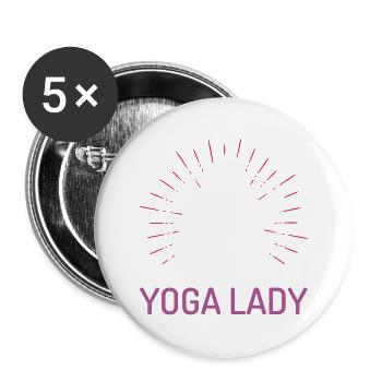 Yoga Mädchen - Buttons groß 56 mm (5er Pack) - Weiß - Vorne