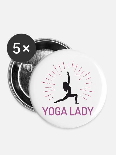 Yoga-Mädchen - Buttons groß 56 mm (5er Pack) - Weiß